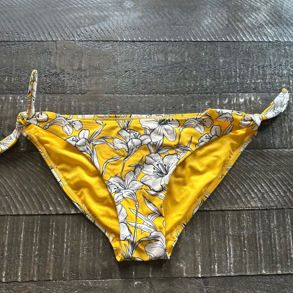 F&F Yellow and White Bikini with Adjustable Ties